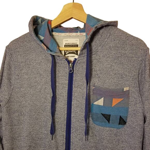 Beautiful Giant Full Zip Hoodie Size S Blue Heather Triangle Print Gorpcore Work - Picture 6 of 9